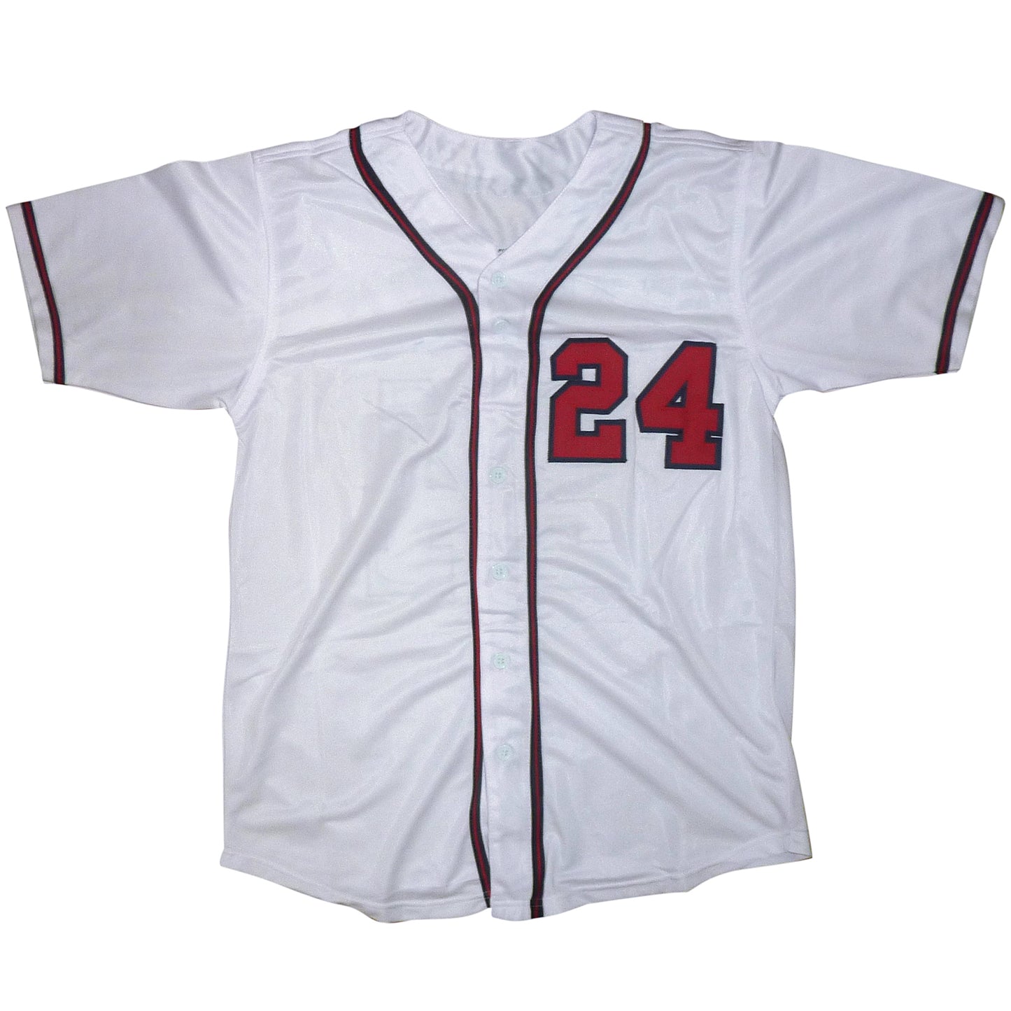Deion Sanders Autographed Atlanta Braves (White #24) Custom Jersey - Beckett