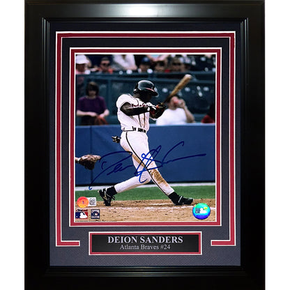 Deion Sanders Autographed Atlanta Braves Deluxe Framed 8x10 Photo - Beckett