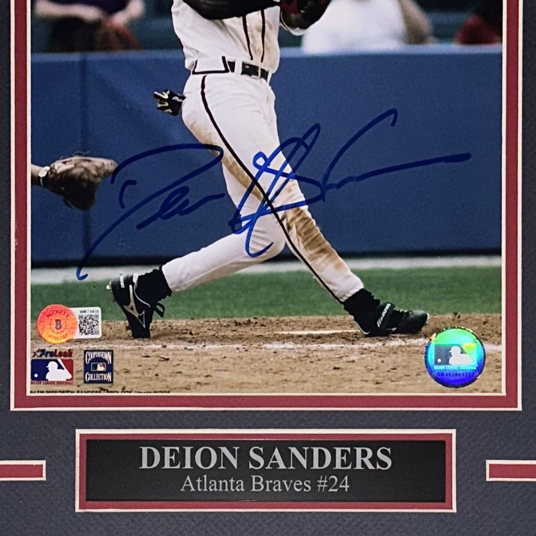 Deion Sanders Autographed Atlanta Braves Deluxe Framed 8x10 Photo - Beckett