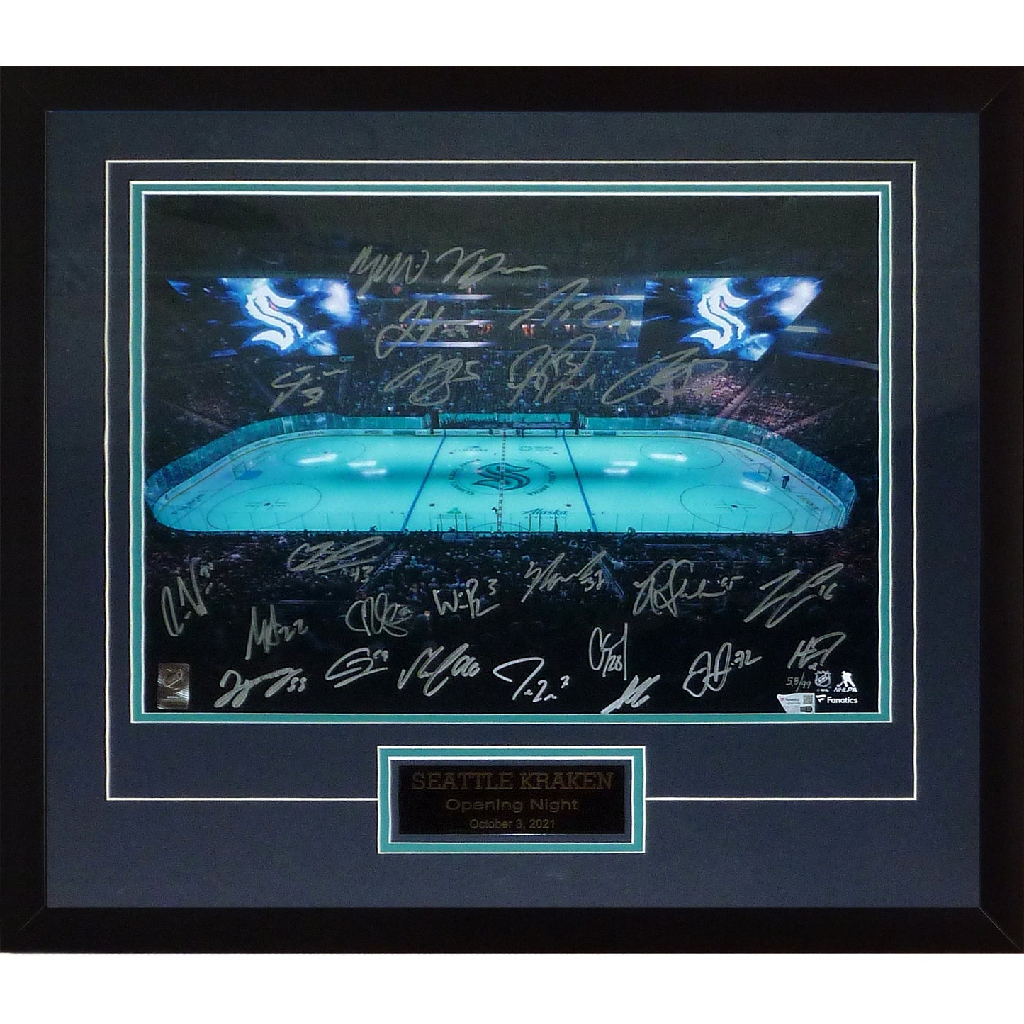 Seattle Kraken Team Autographed Opening Night Rink Deluxe Framed 16x20 Photo - Fanatics