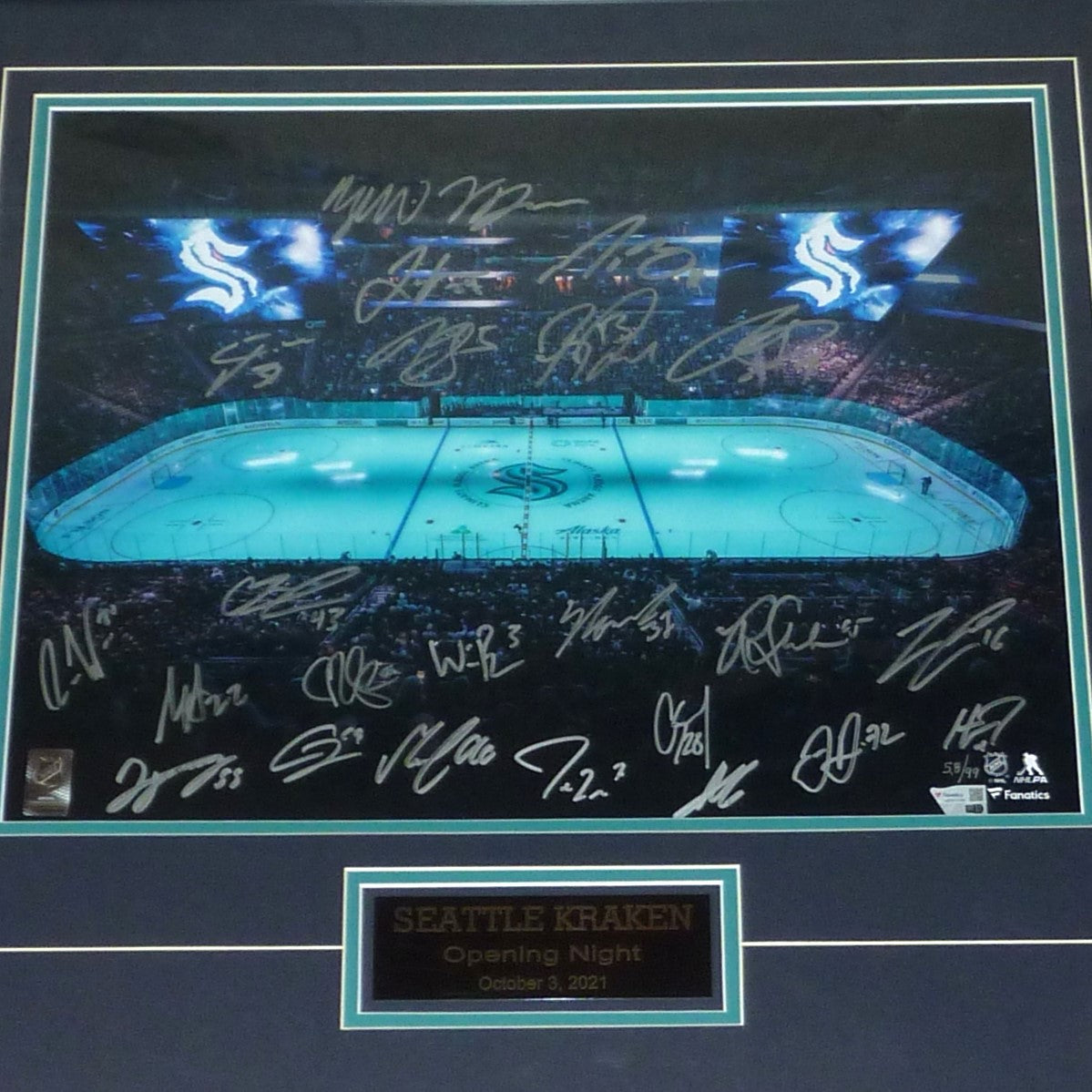Seattle Kraken Team Autographed Opening Night Rink Deluxe Framed 16x20 Photo - Fanatics