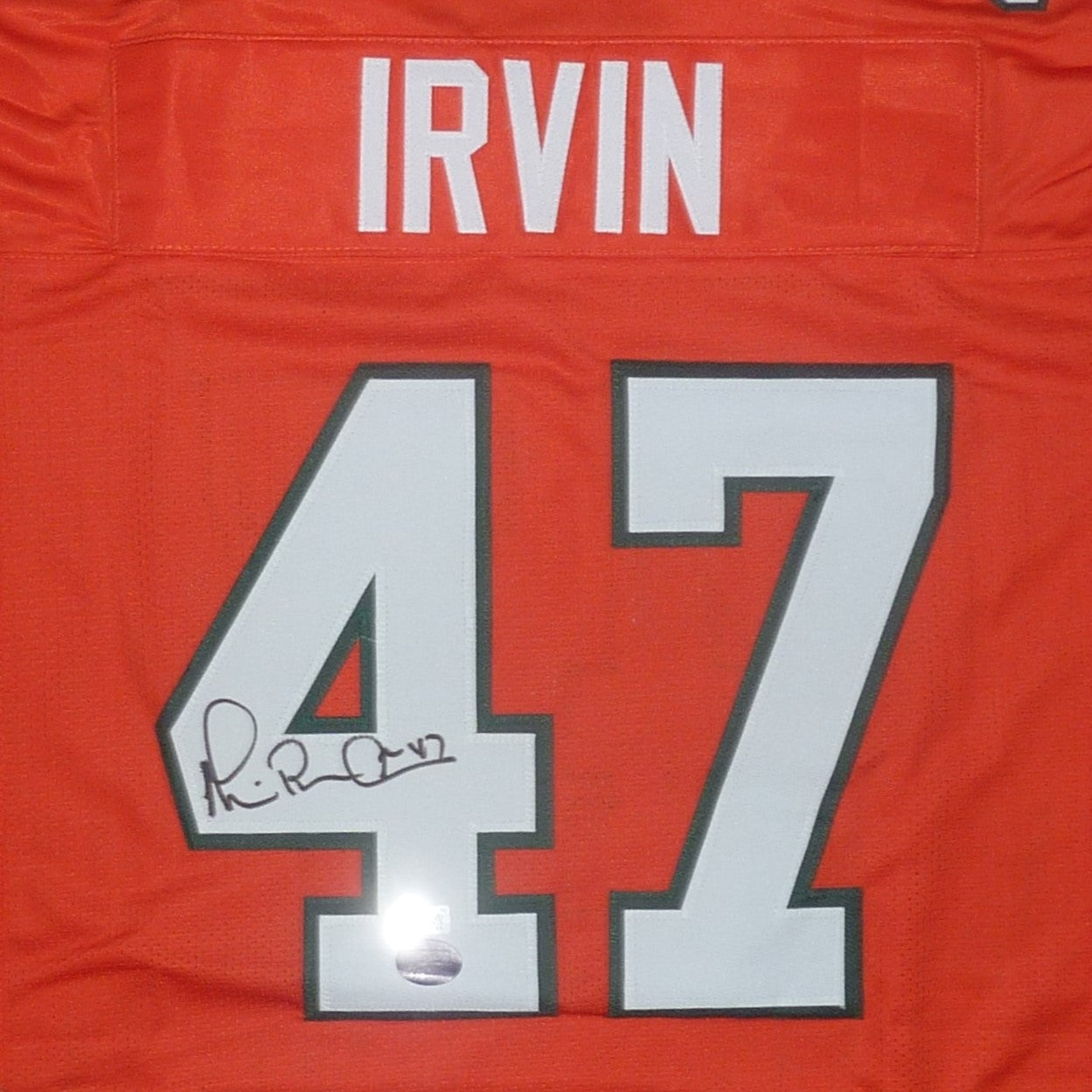 Michael Irvin Autographed Miami Hurricanes (Orange #47) Jersey - Beckett