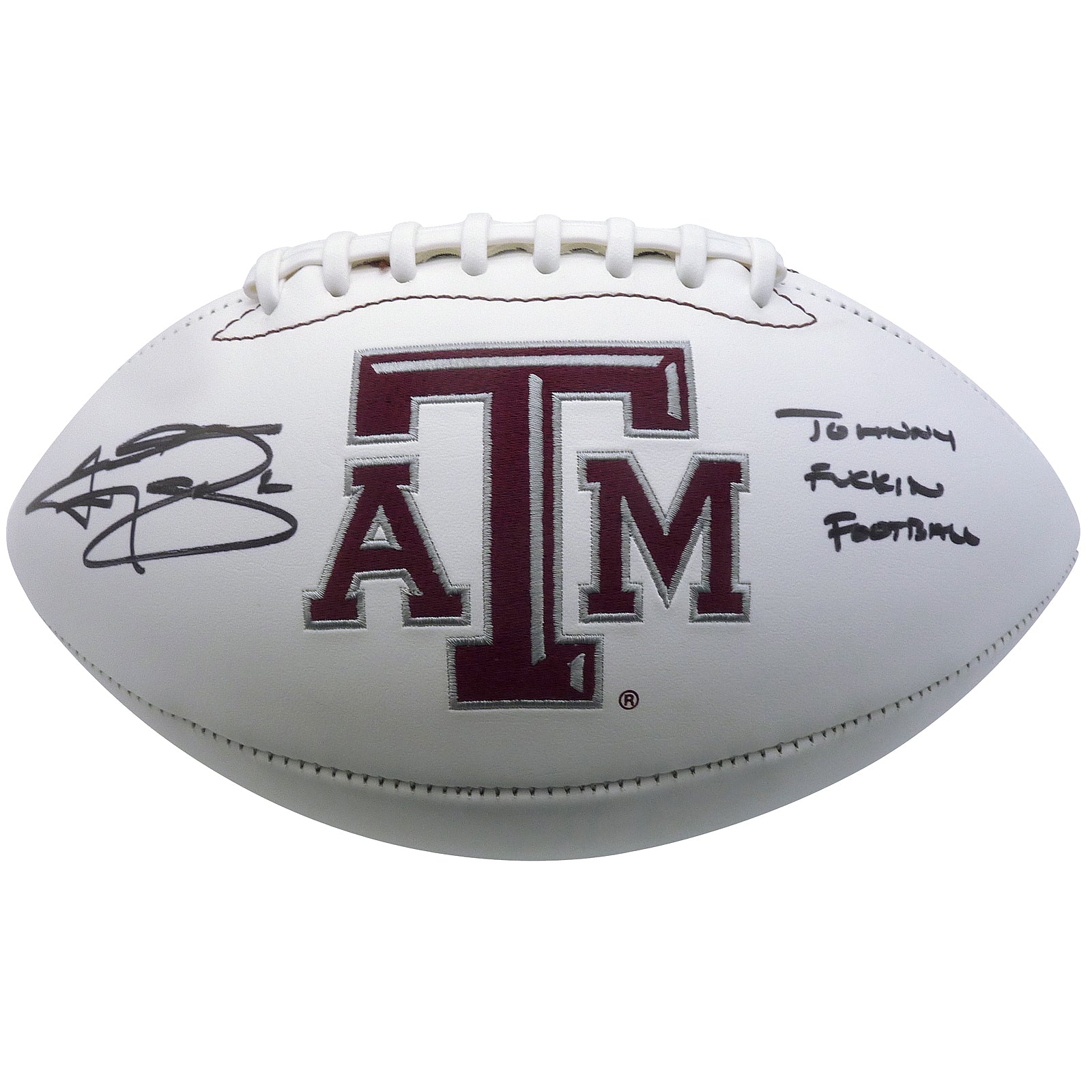 Johnny Manziel Autographed Texas AM Aggies Logo Football w/ 