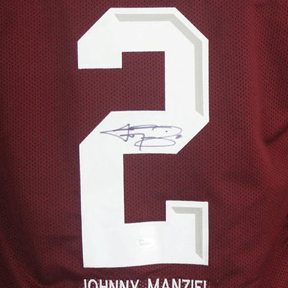 Johnny Manziel Autographed Texas A&M Aggies (Maroon #2) Embroidered STAT Jersey - JSA