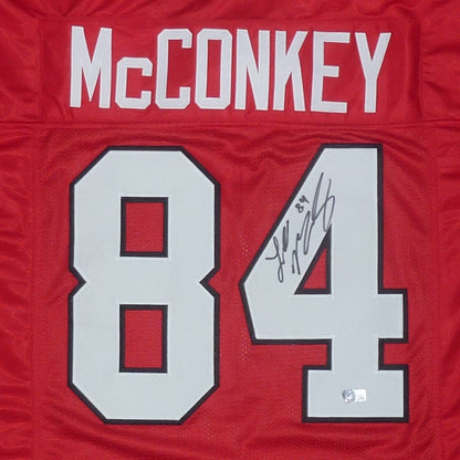 Ladd McConkey Autographed Georgia Bulldogs (Red #84) Custom Jersey - Beckett