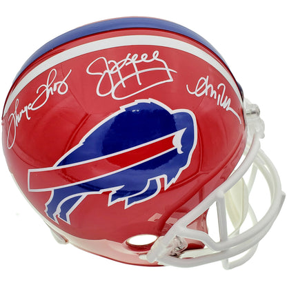 Buffalo Bills Greats Jim Kelly , Andre Reed And Thurman Thomas Autographed Deluxe Full-Size Replica Helmet - Beckett