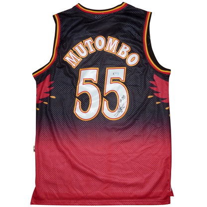 Dikembe Mutombo Autographed Atlanta Hawks (Black #55) Jersey - PSADNA