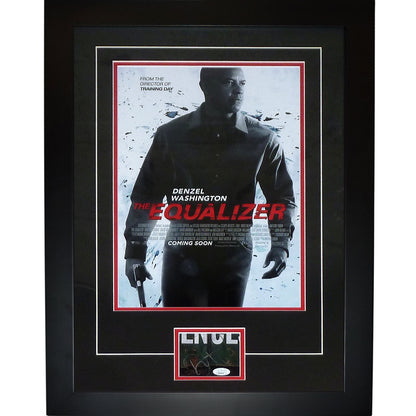 The Equalizer 11x17 Movie Poster Deluxe Framed with Denzel Washington Autograph - JSA