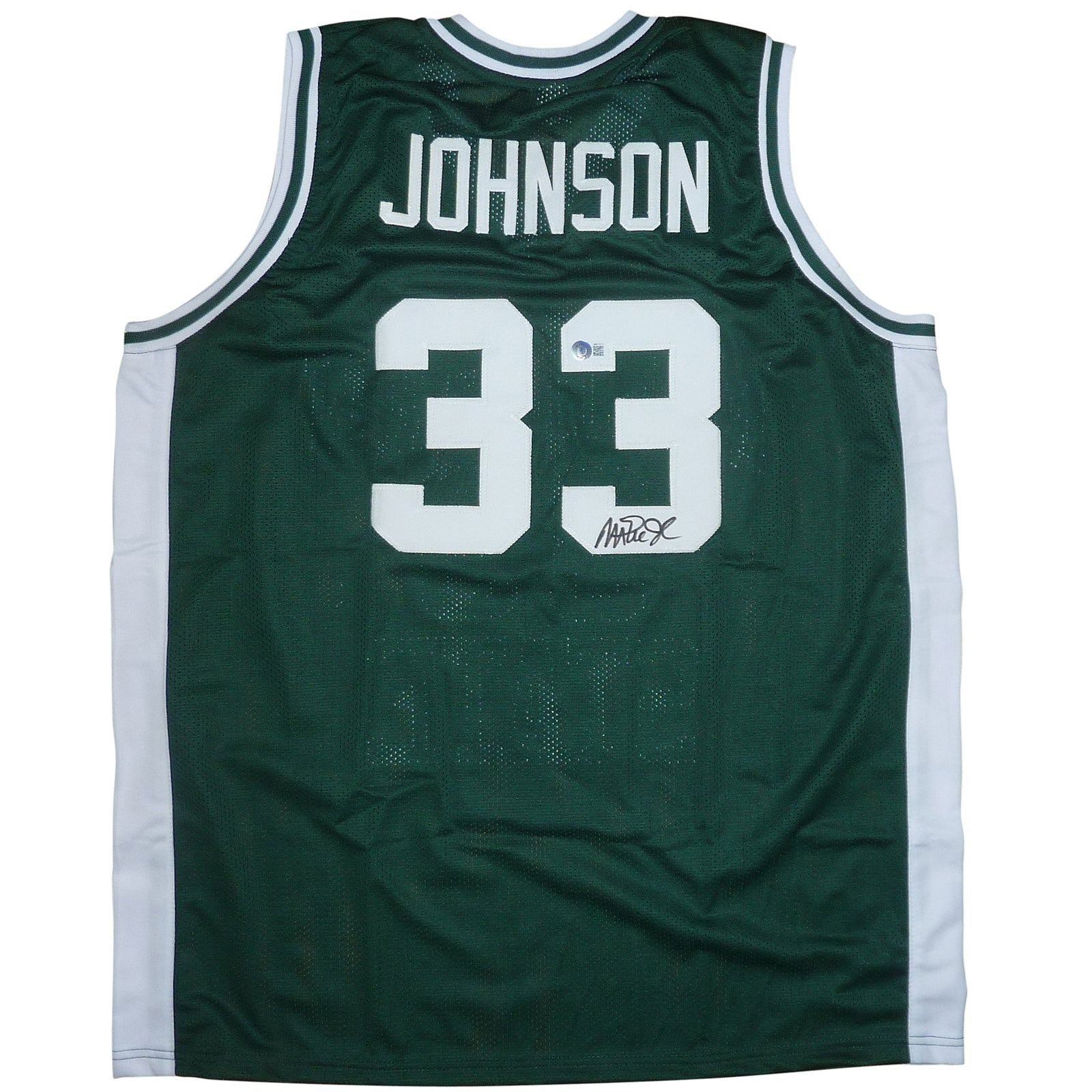 Magic Johnson Autographed Michigan State Spartans (Green #33) Custom Jersey - Beckett