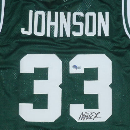 Magic Johnson Autographed Michigan State Spartans (Green #33) Custom Jersey - Beckett