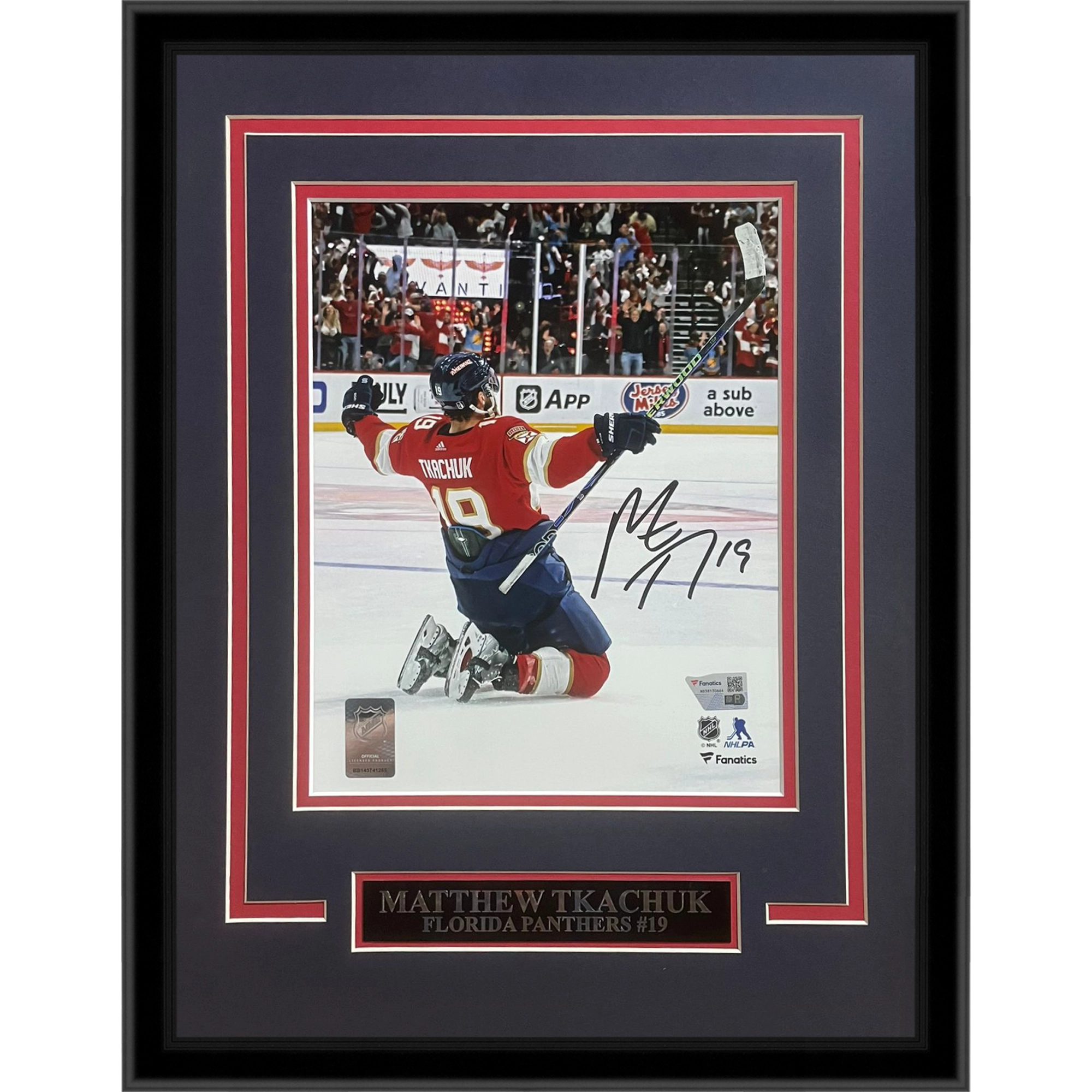 Matthew Tkachuk Autographed Florida Panthers (ECF Game Winning Goal) Deluxe Framed 8x10 Photo - Beckett