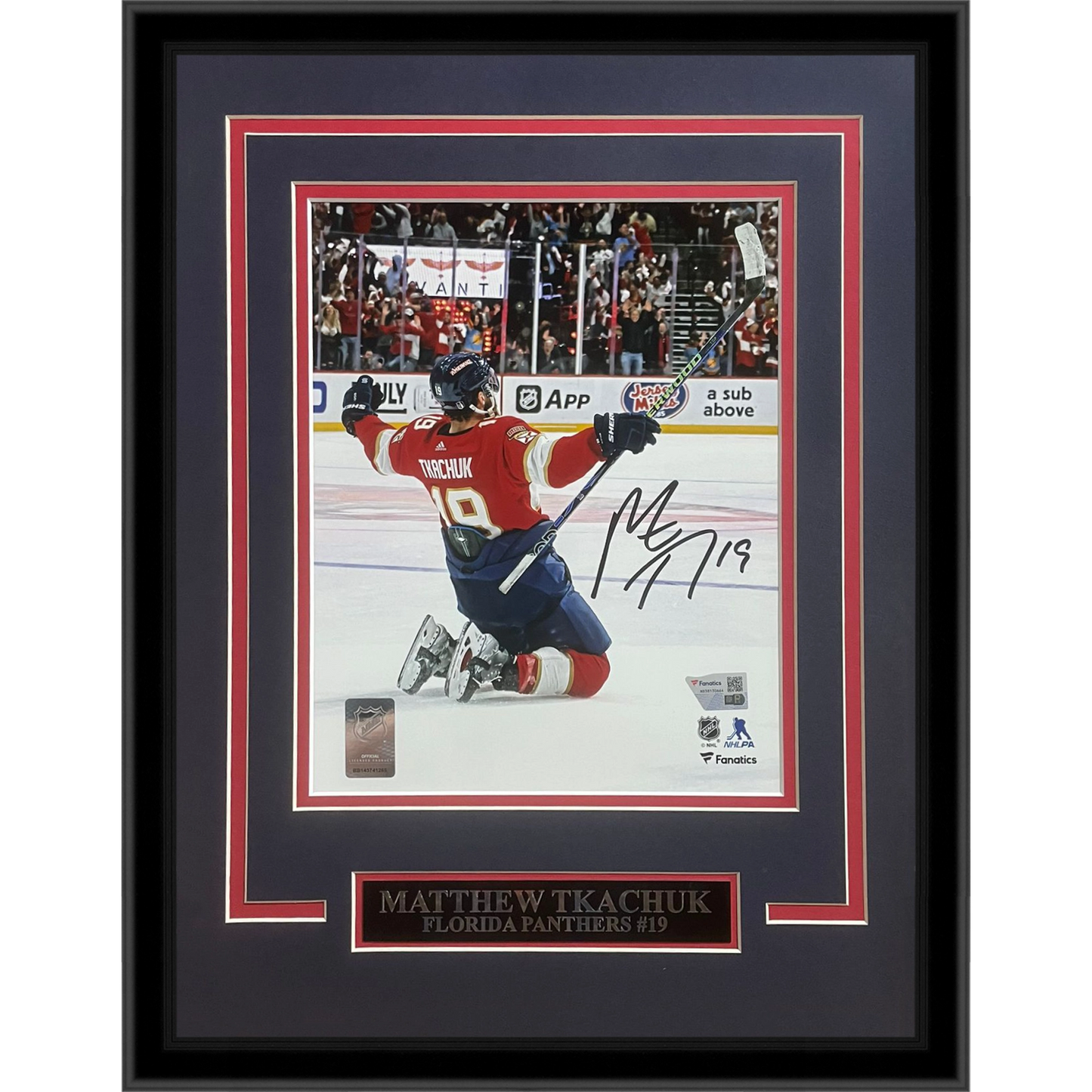 Matthew Tkachuk Autographed Florida Panthers (ECF Game Winning Goal) Deluxe Framed 8x10 Photo - Beckett