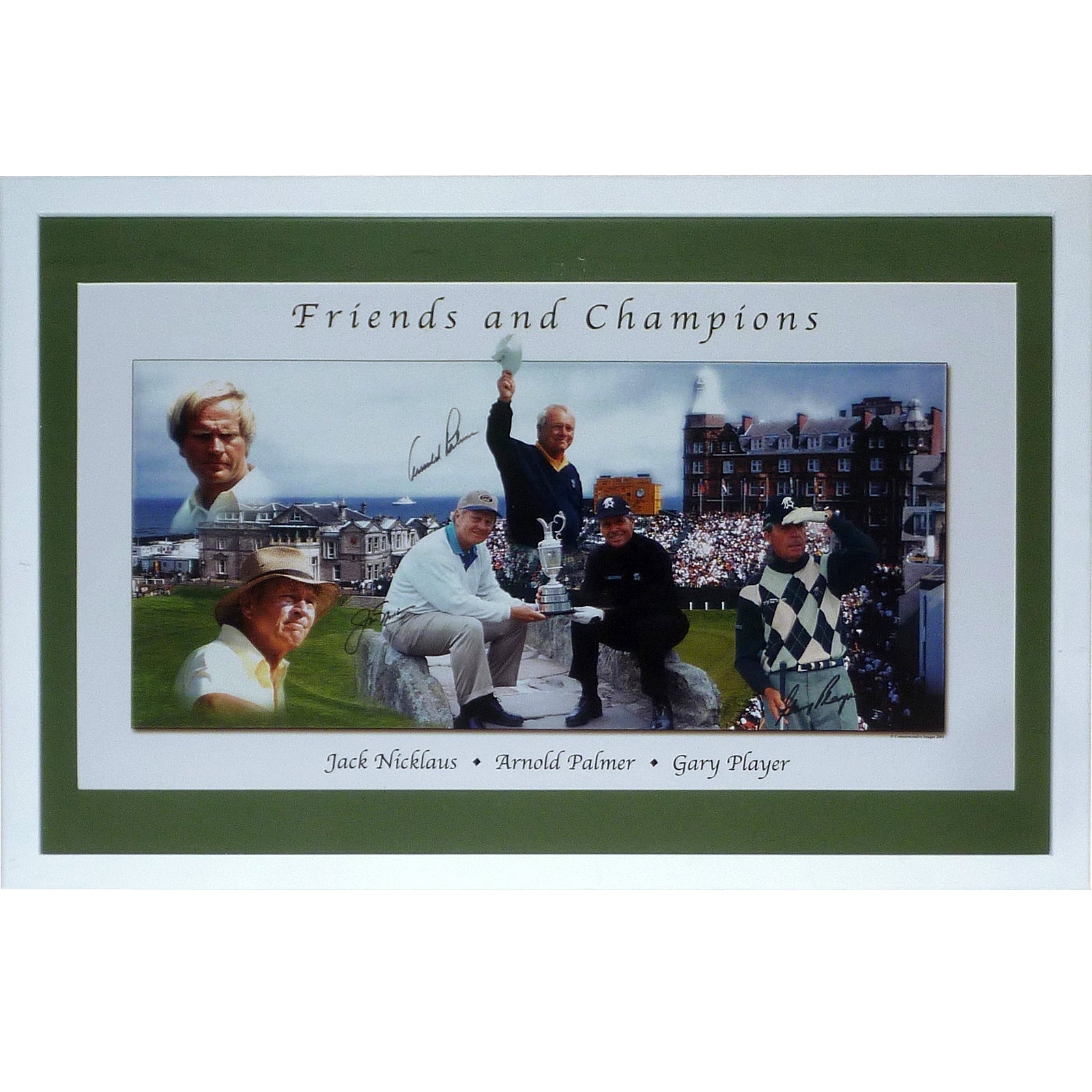 Jack Nicklaus, Arnold Palmer And Gary Player Autographed Friends And Champions Deluxe Framed Golf Poster - JSA