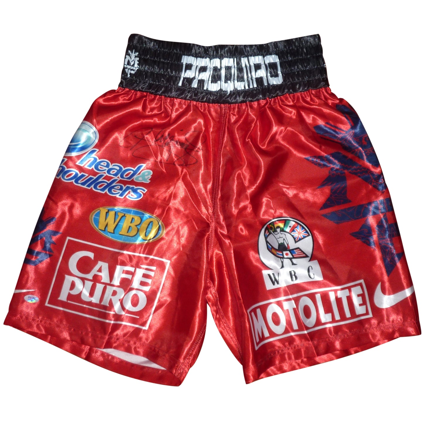 Manny Pacquiao Autographed Philippines (Red) Team Pacquiao Boxing Trunks - PSADNA