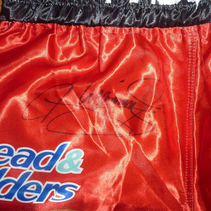 Manny Pacquiao Autographed Philippines (Red) Team Pacquiao Boxing Trunks - PSADNA