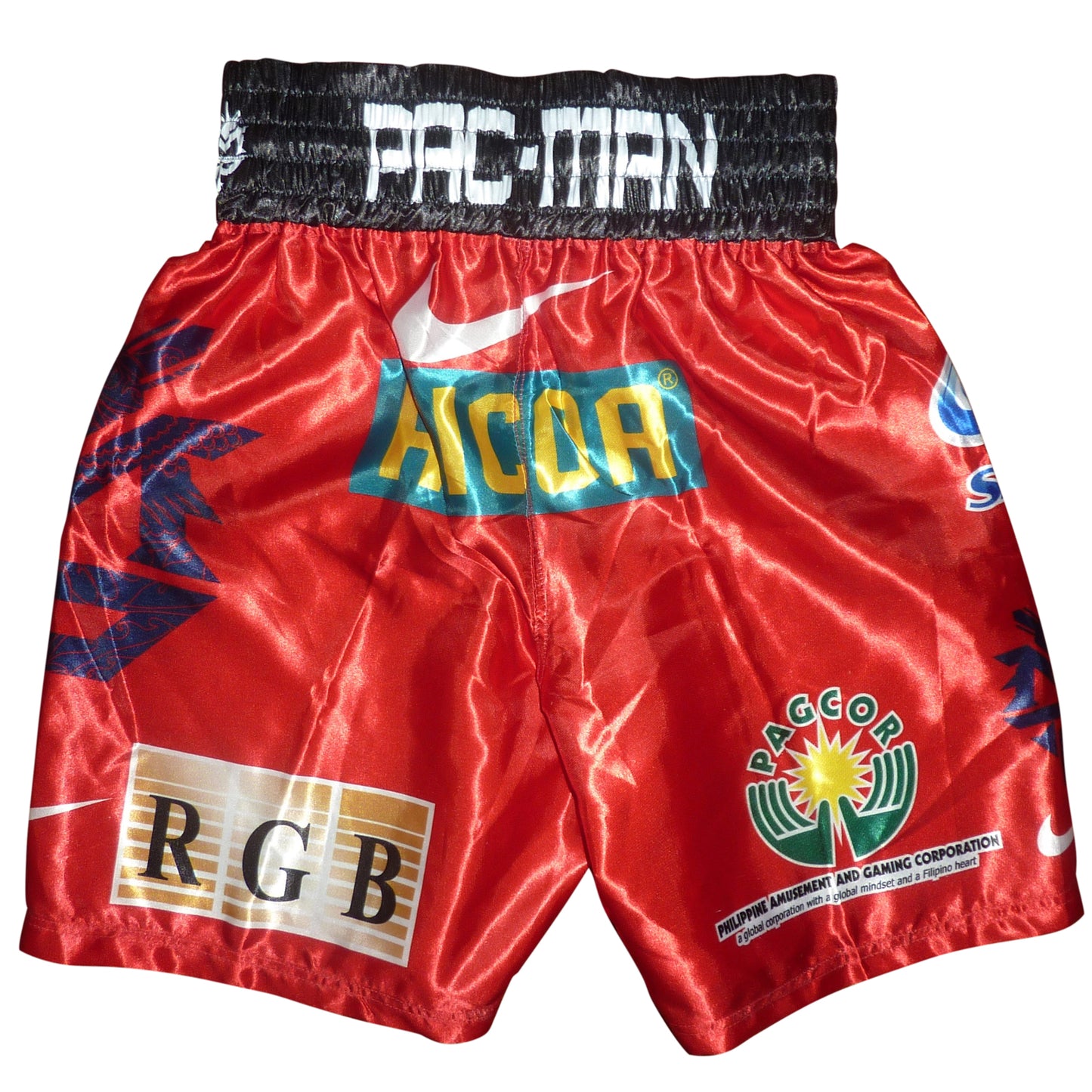 Manny Pacquiao Autographed Philippines (Red) Team Pacquiao Boxing Trunks - PSADNA