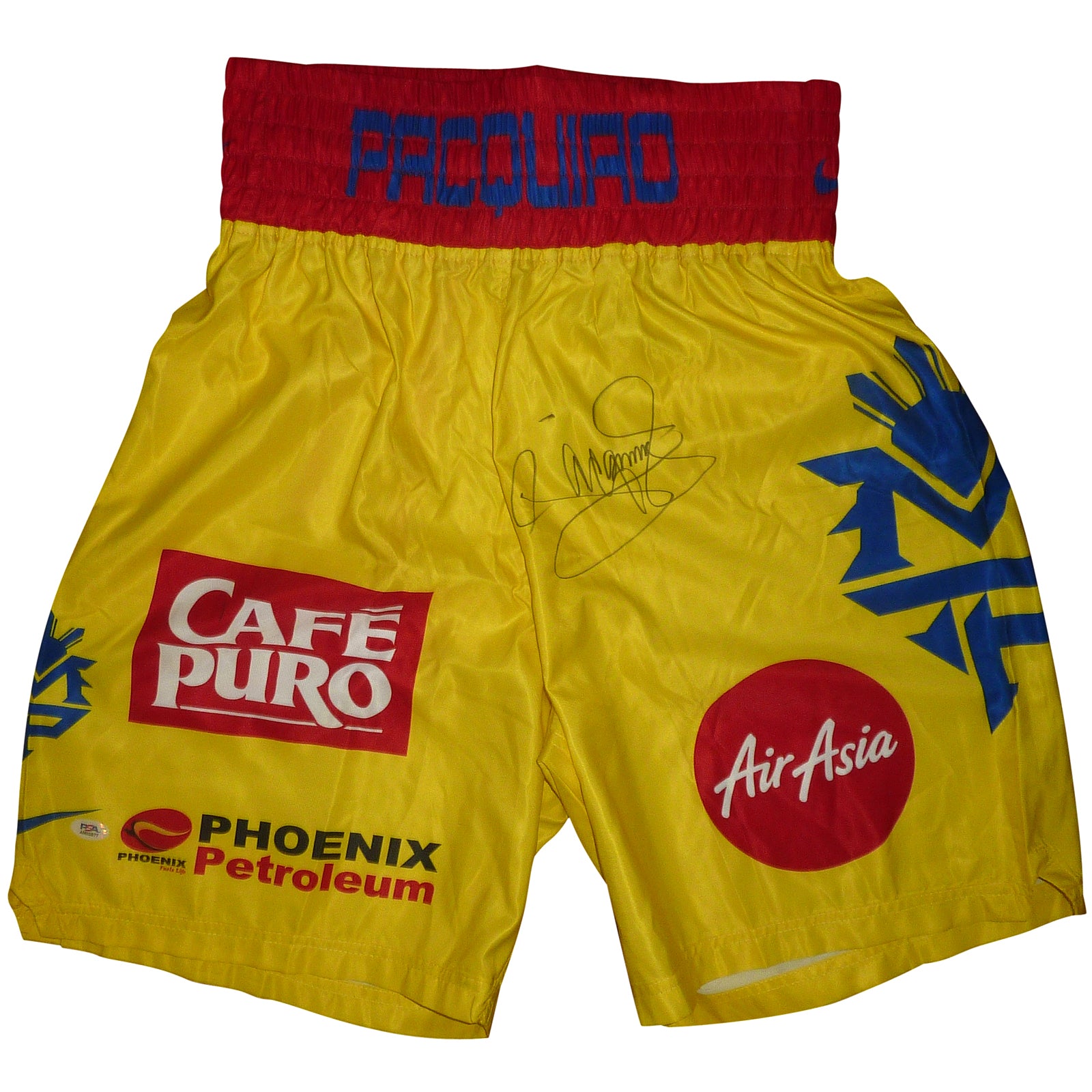 Manny Pacquiao Autographed Philippines (Yellow) Team Pacquiao Boxing Trunks - PSADNA