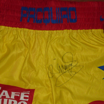 Manny Pacquiao Autographed Philippines (Yellow) Team Pacquiao Boxing Trunks - PSADNA