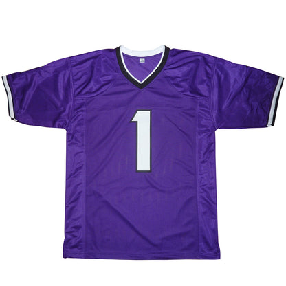 Quentin Johnston Autographed TCU Horned Frogs (Purple #1) Jersey - Beckett