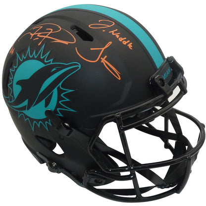 Achane , Hill , Mostert , Tagovailoa and Waddle Autographed Miami Dolphins (ECLIPSE Alternate) Authentic Proline Helmet - Fanatics