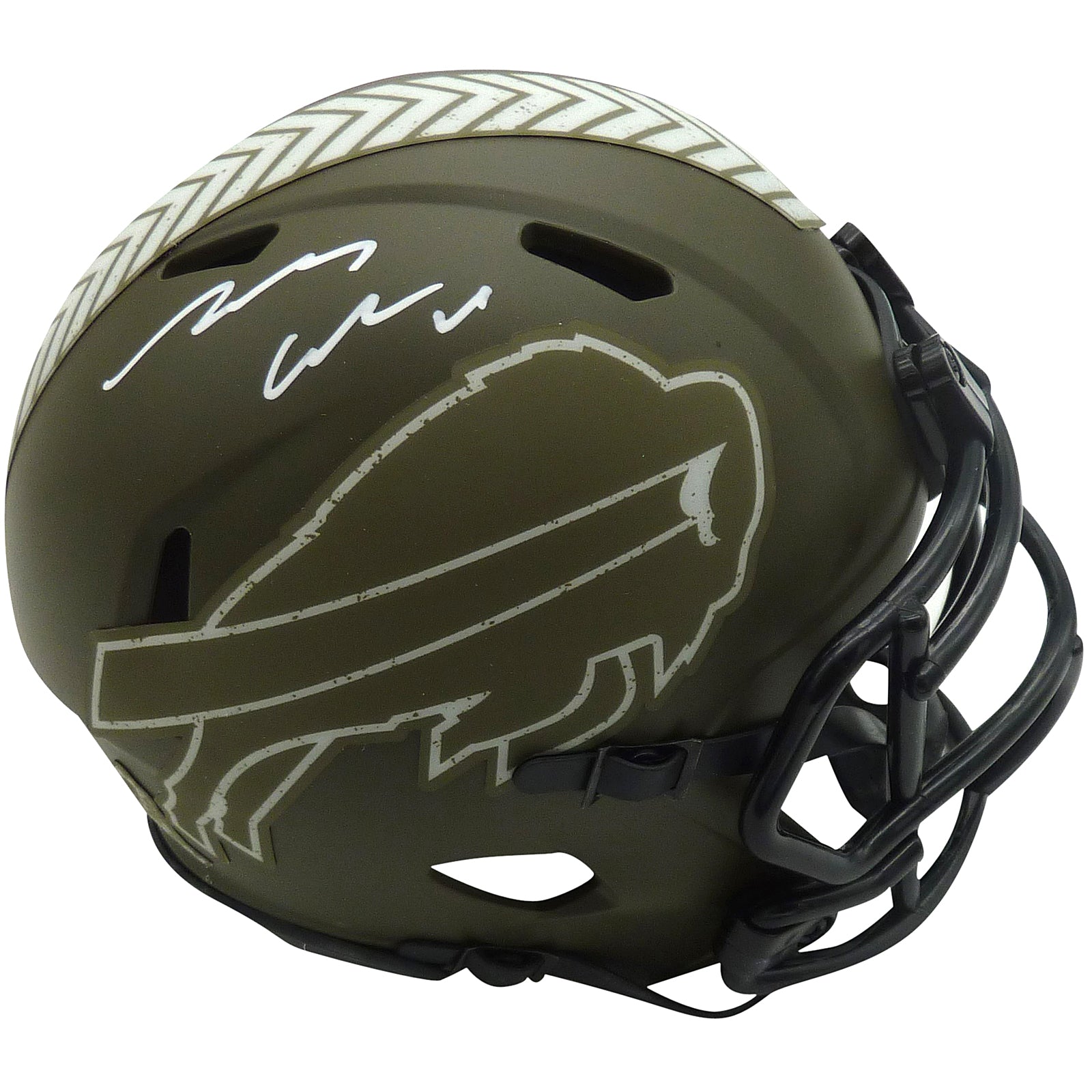 James Cook Autographed Buffalo Bills (Salute to Service) Mini Helmet - JSA
