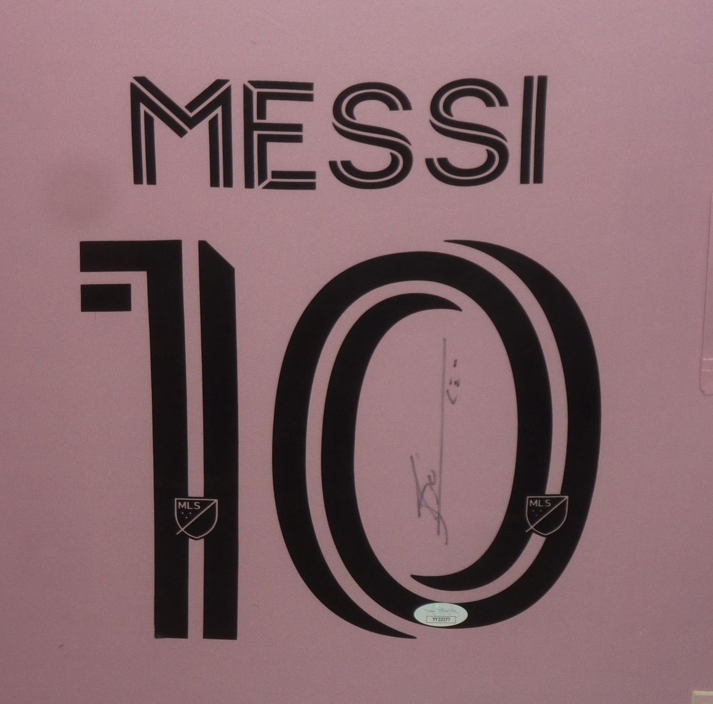 Lionel Messi Autographed Inter Miami CF (22-23 Home Pink #10) Deluxe Framed Soccer Jersey - JSA