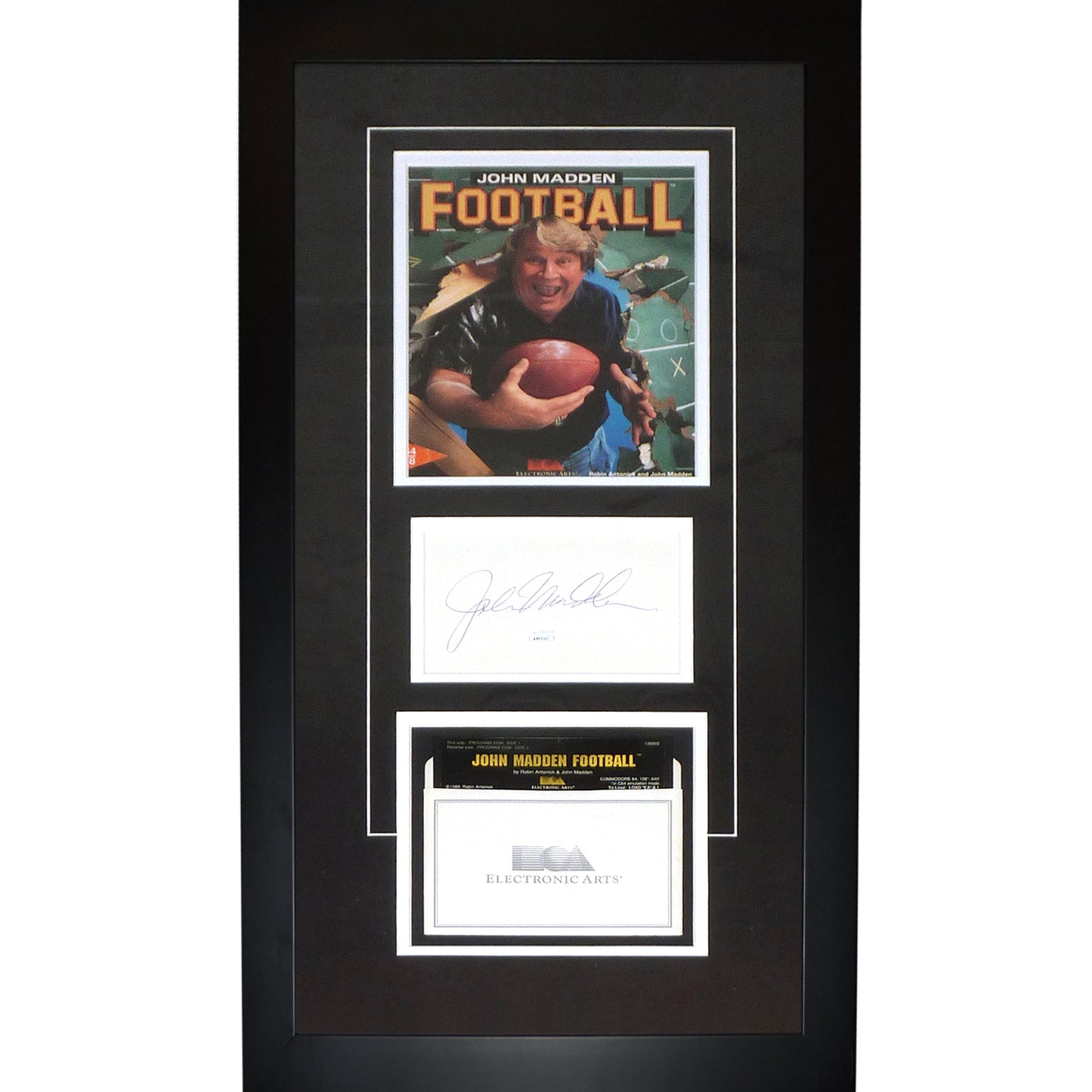 John Madden Autographed Oakland Raiders Deluxe Framed piece with Original John Madden 1988 EA Game Box - JSA