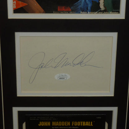 John Madden Autographed Oakland Raiders Deluxe Framed piece with Original John Madden 1988 EA Game Box - JSA