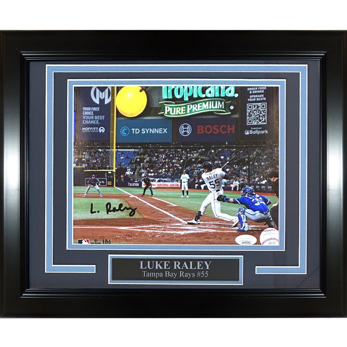 Luke Raley Autographed Tampa Bay Rays (Batting Horizontal) Framed 8x10 Photo - JSA
