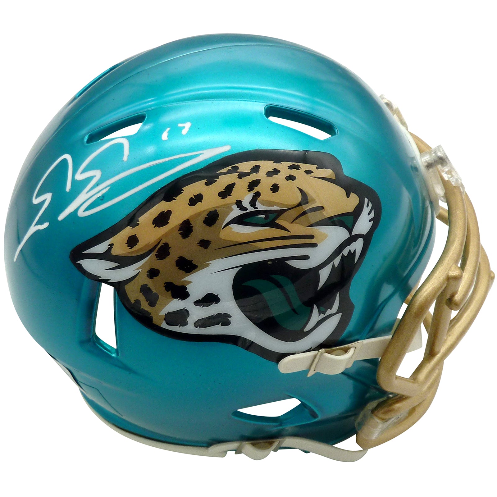 Evan Engram Autographed Jacksonville Jaguars (Flash Alternate) Mini Helmet - Beckett