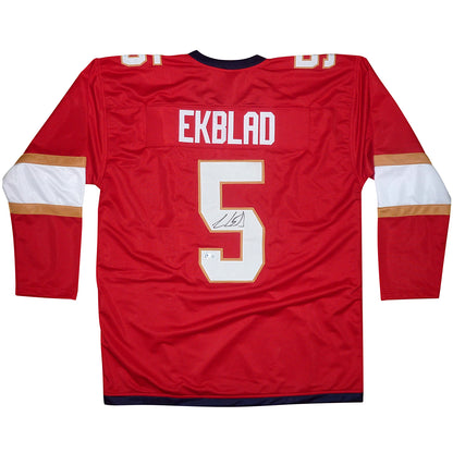 Aaron Ekblad Autographed Florida (Red #5) Custom Hockey Jersey  JSA