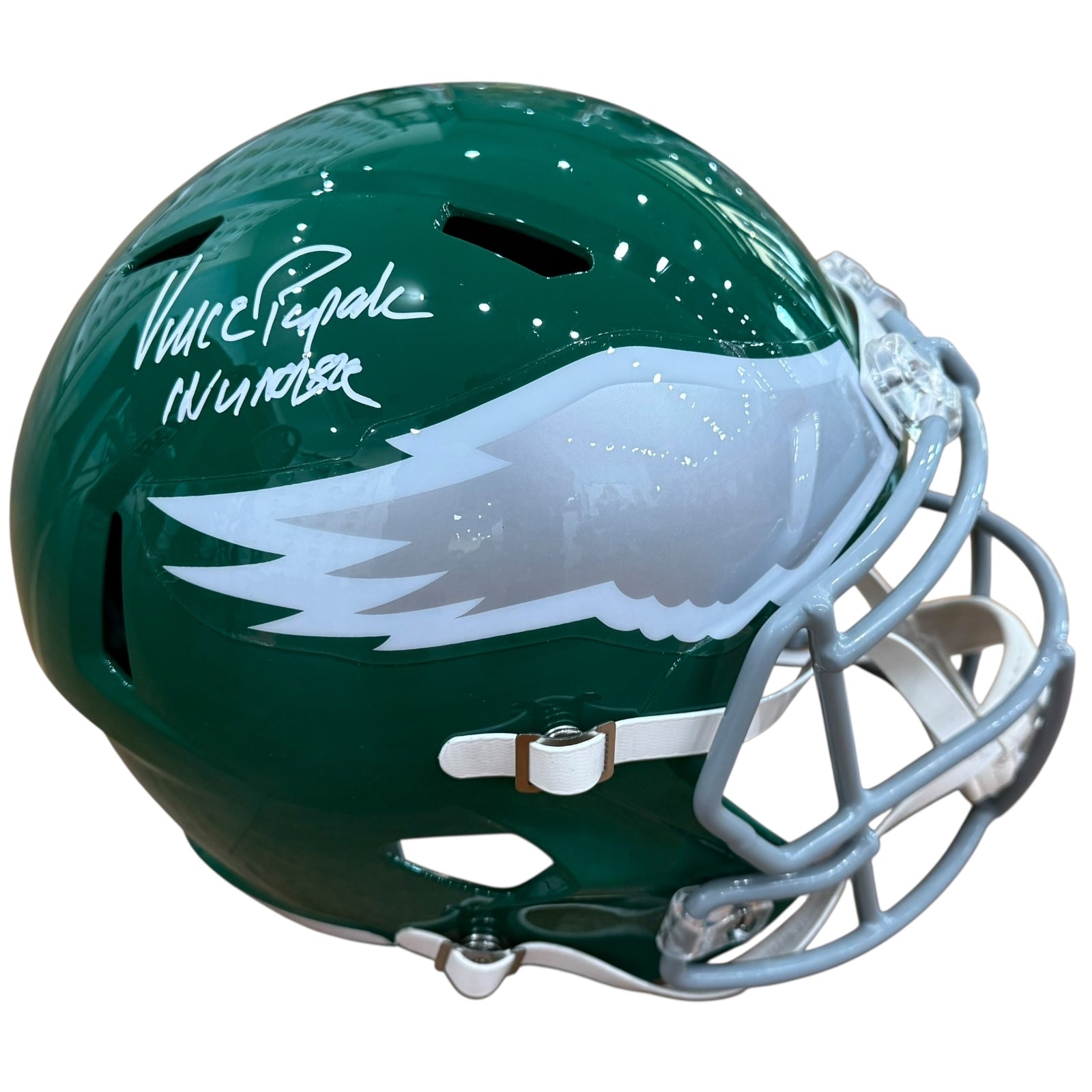 Vince Papale Autographed Philadelphia Eagles (Kelly Green) Deluxe Full-Size Replica Helmet w/ 