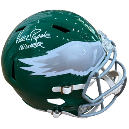 Vince Papale Autographed Philadelphia Eagles (Kelly Green) Deluxe Full-Size Replica Helmet w/ "Invincible" Inscription - JSA