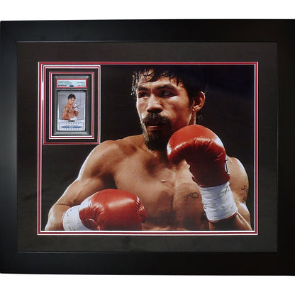 Manny Pacquiao Autographed Boxing Card Deluxe Framed with 16x20 Photo - PSADNA