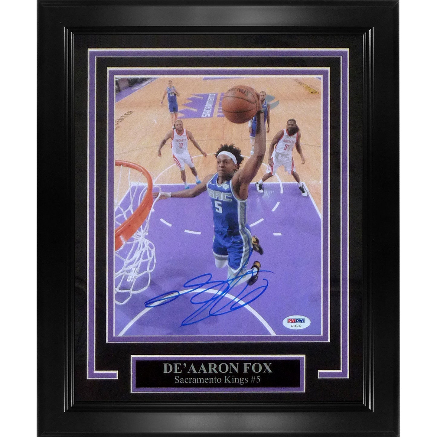 De'Aaron Fox Autographed Sacramento Kings Deluxe Framed 8x10 Photo - PSADNA