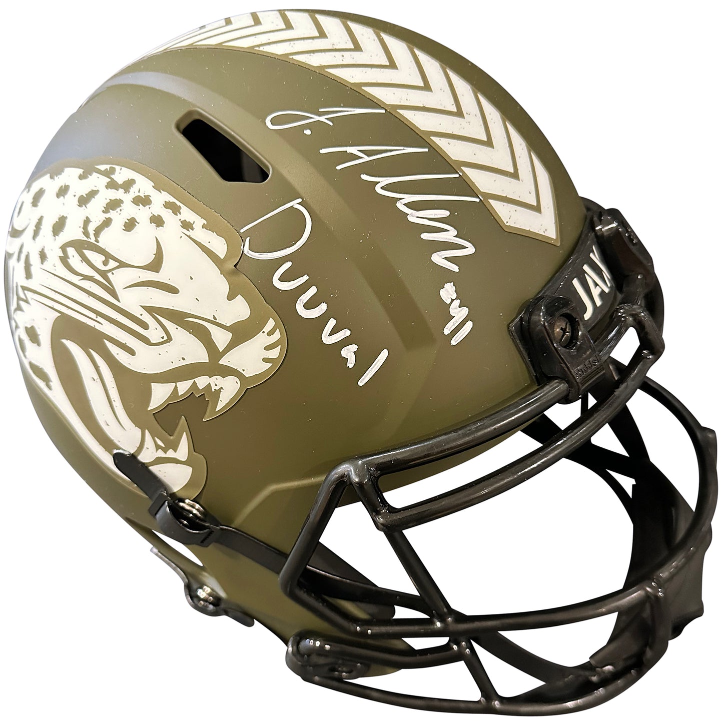 Josh Allen Autographed Jacksonville Jaguars (Salute to Service) Deluxe Full-Size Replica Helmet w/ "Duuuval"