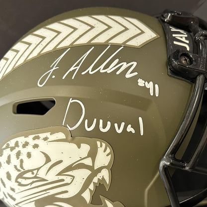 Josh Allen Autographed Jacksonville Jaguars (Salute to Service) Deluxe Full-Size Replica Helmet w/ "Duuuval"