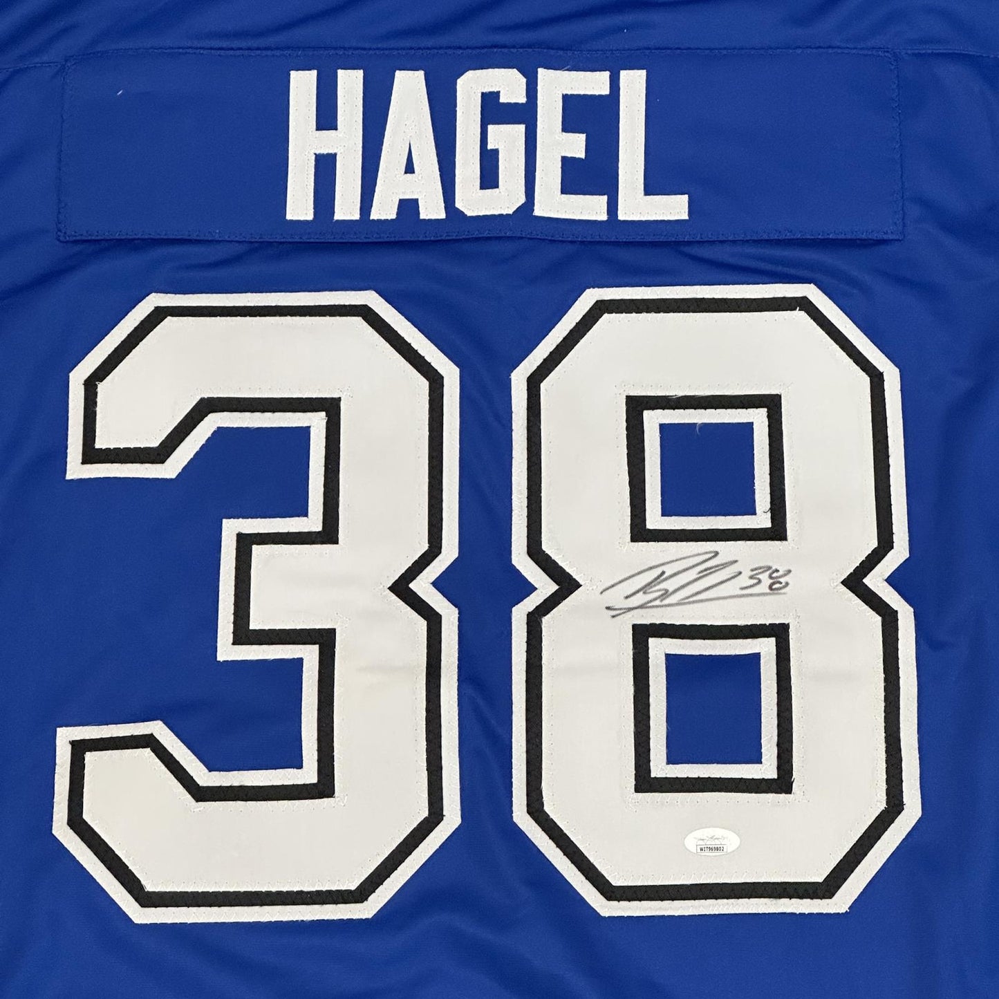 Brandon Hagel Autographed Tampa Bay (Blue #38) Custom Hockey Jersey - JSA