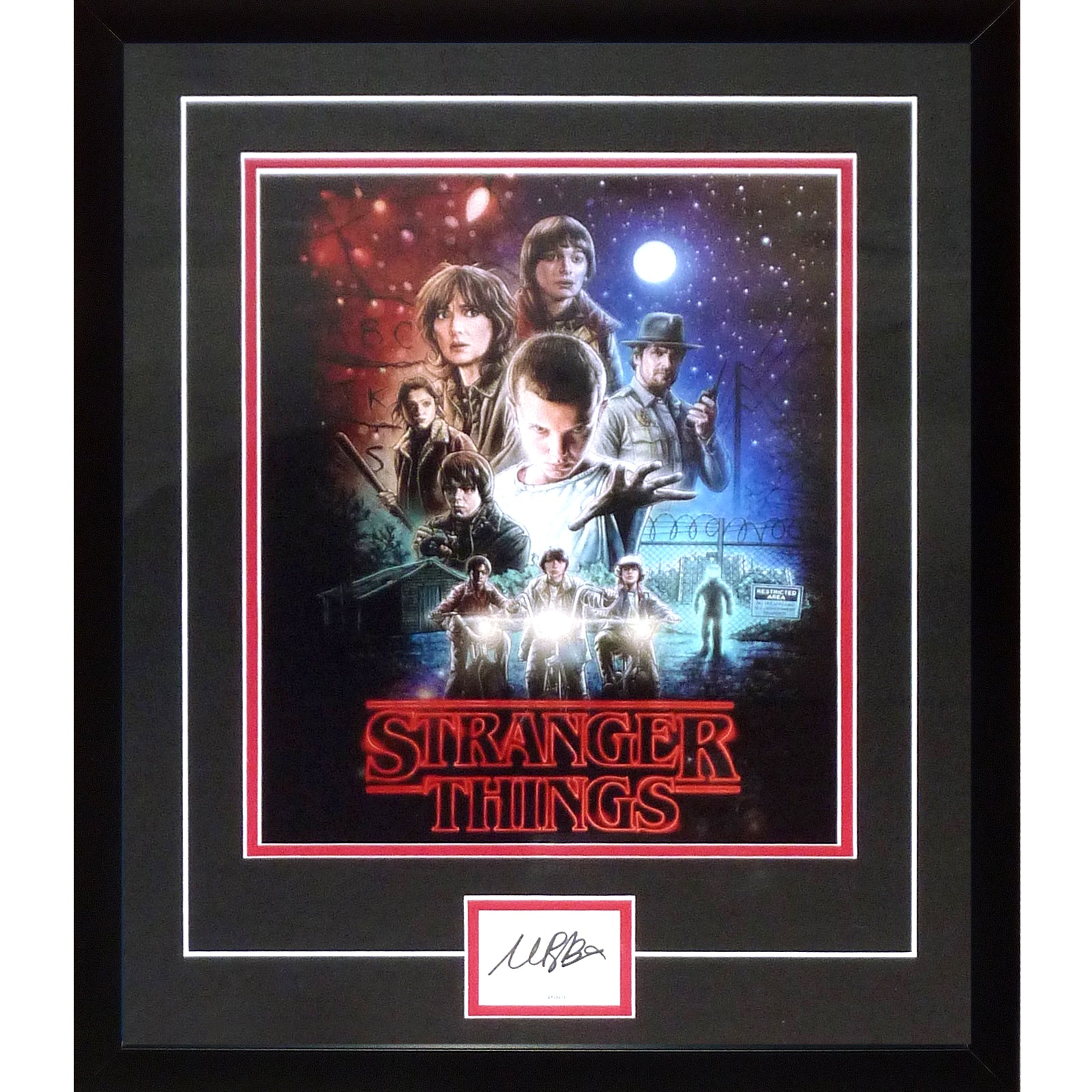 Stranger Things 11x14 TV Poster Deluxe Framed with Millie Bobby Brown Autograph - JSA