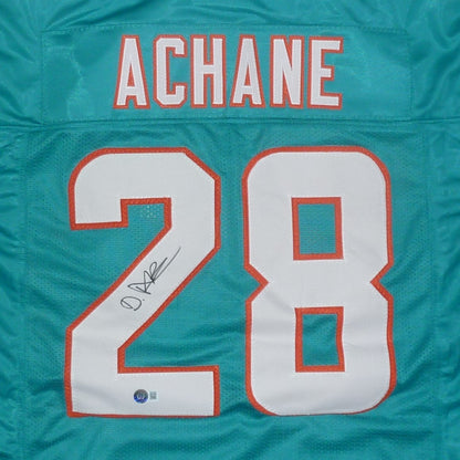 De'Von Achane Autographed Miami (Teal #28) Custom Jersey - Beckett