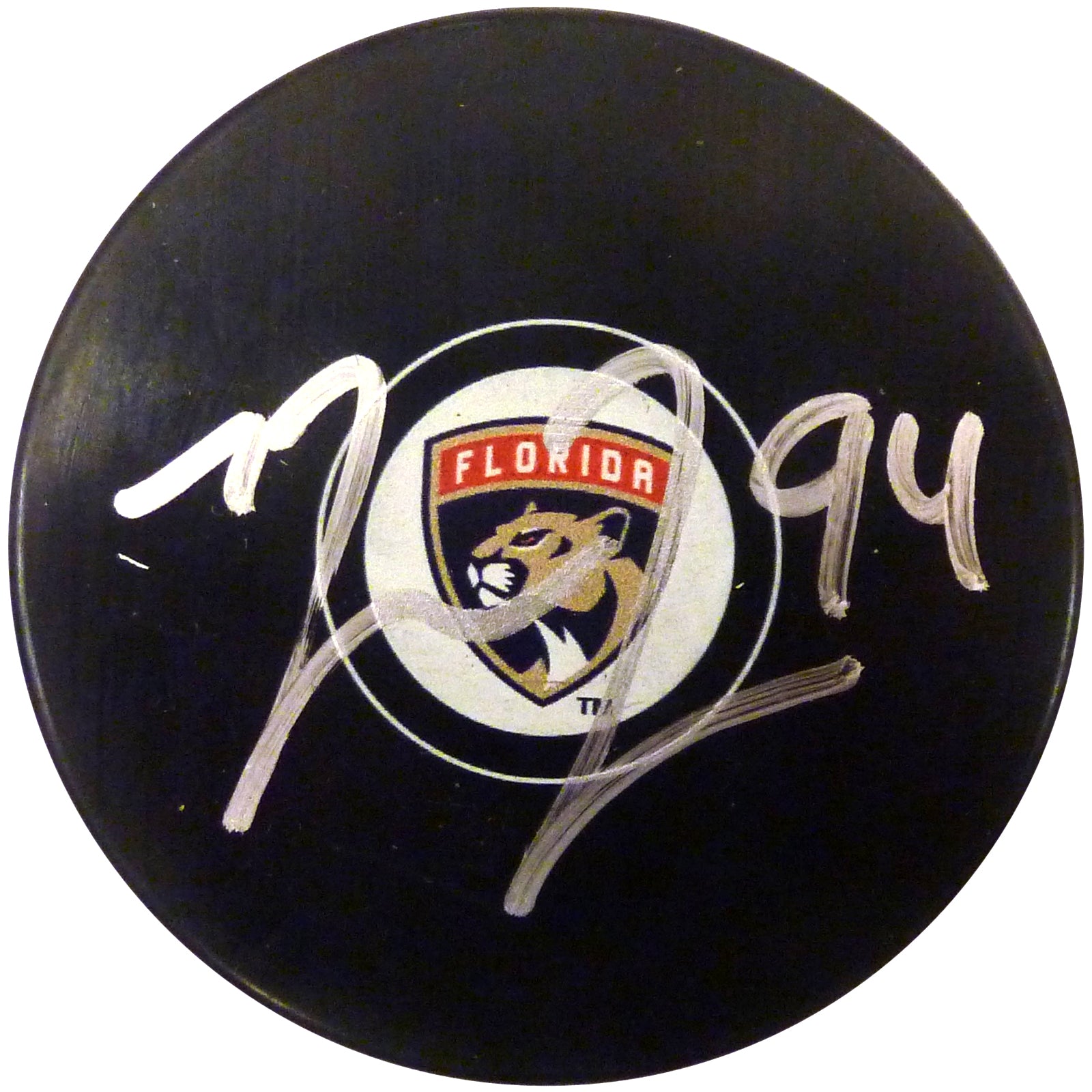 Ryan Lomberg Autographed Florida Panthers Logo Replica Hockey Puck - JSA