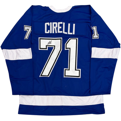 Anthony Cirelli Autographed Tampa Bay (Blue #71) Custom Hockey Jersey - JSA