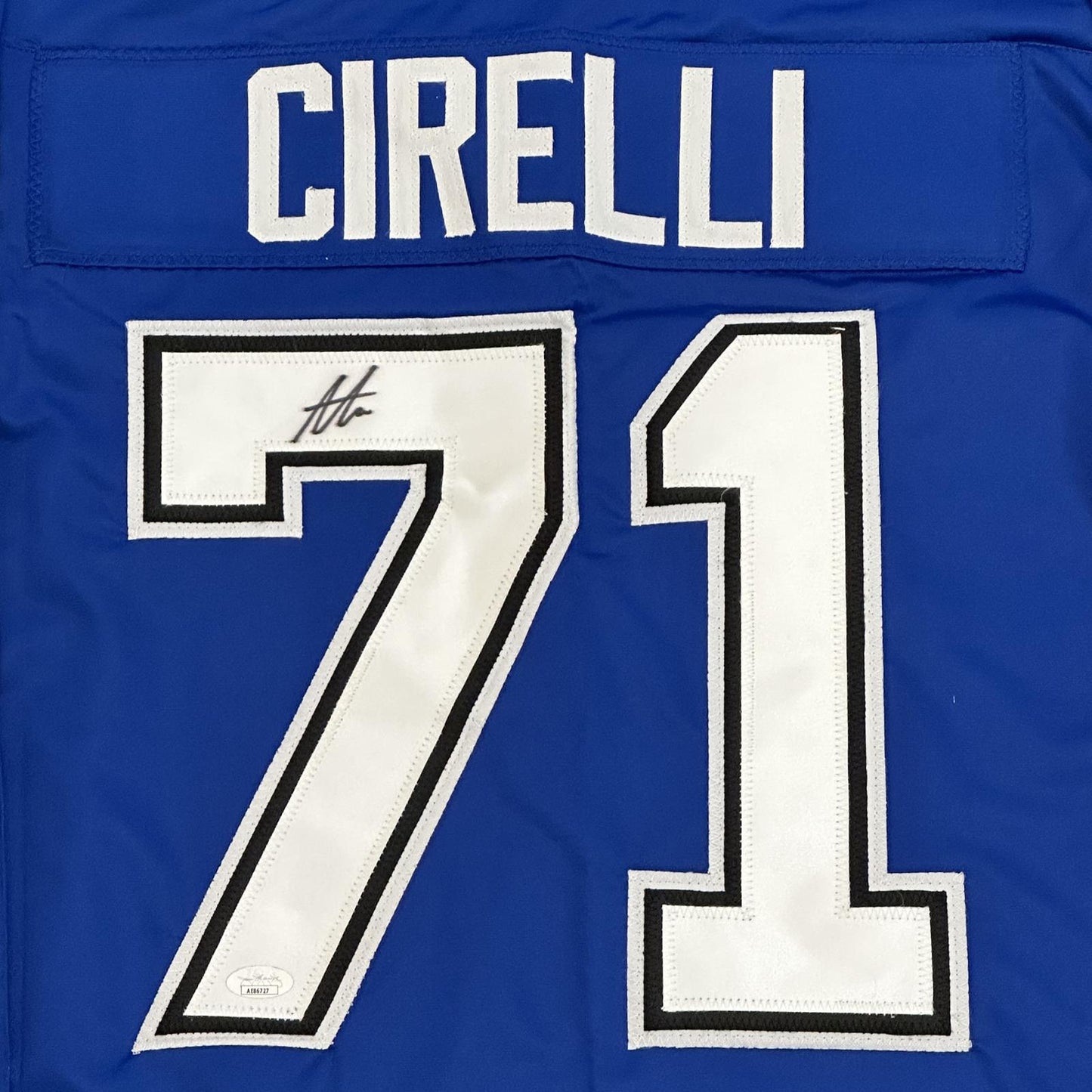 Anthony Cirelli Autographed Tampa Bay (Blue #71) Custom Hockey Jersey - JSA