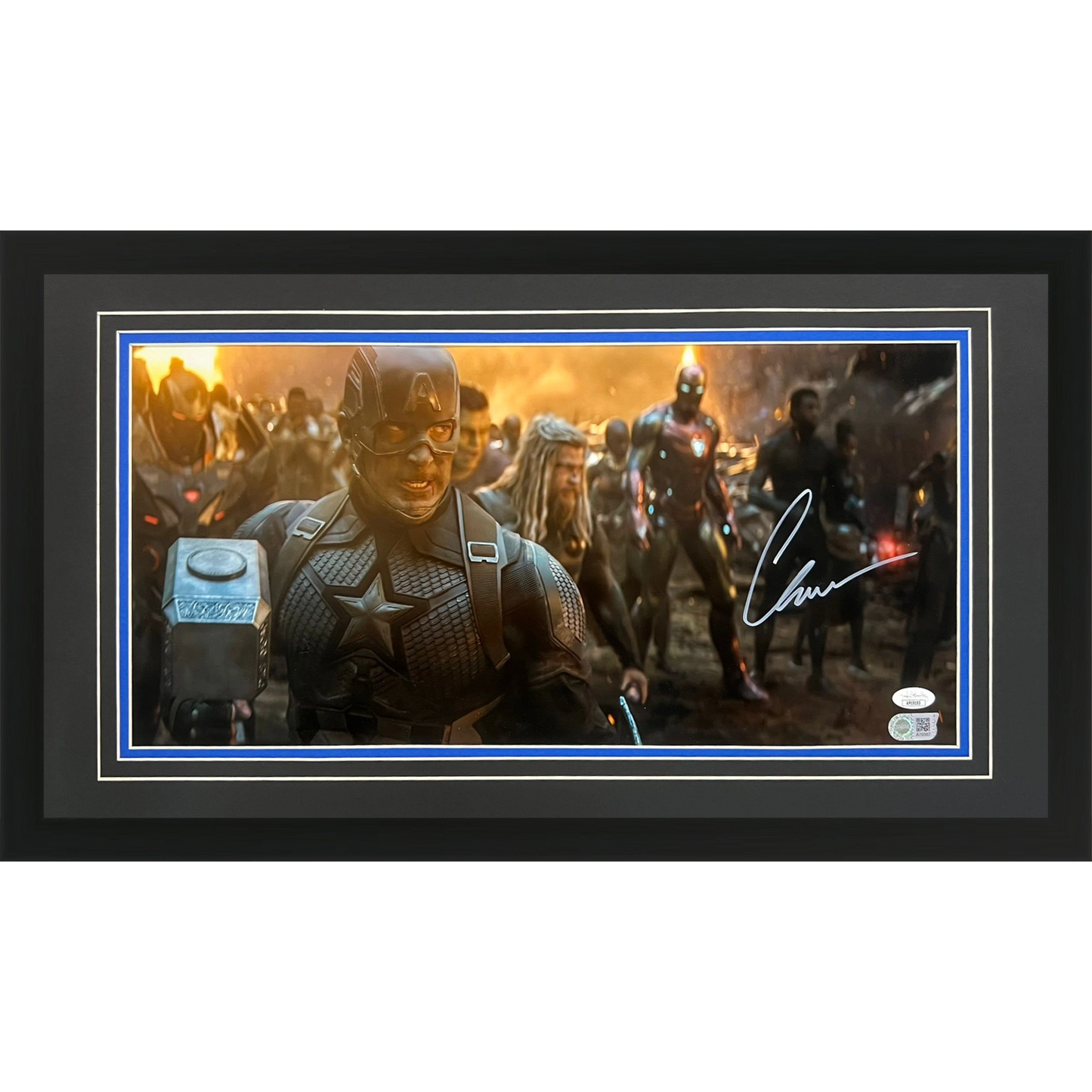 Chris Evans Autographed Marvel Captain America Deluxe Framed 10x20 Photo - SWAU JSA