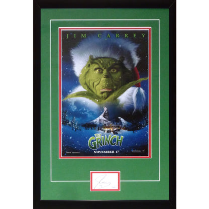 The Grinch 11x17 Movie Poster Deluxe Framed with Jim Carrey Autograph - JSA
