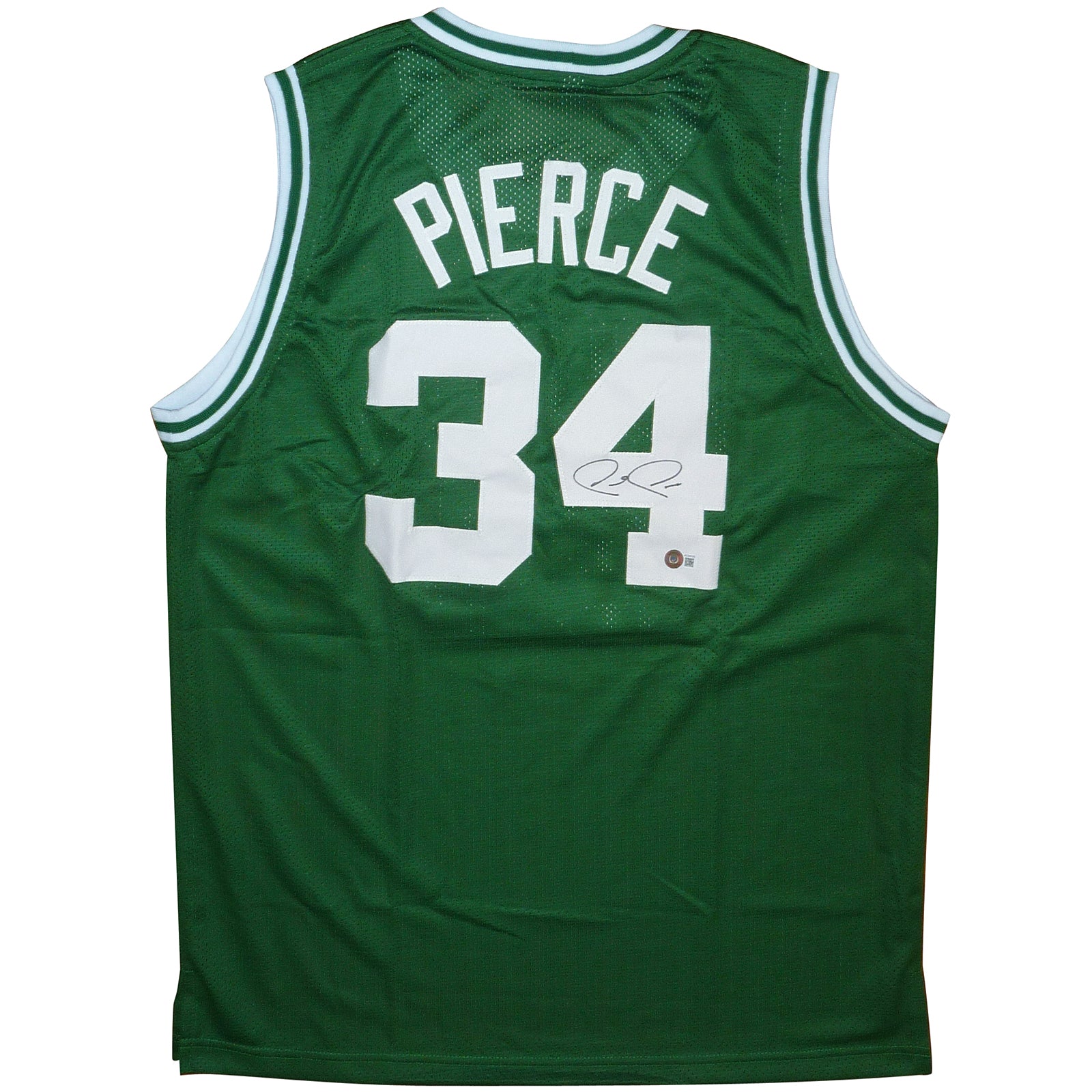 Paul Pierce Autographed Boston (Green #34) Custom Basketball Jersey - Beckett Witness