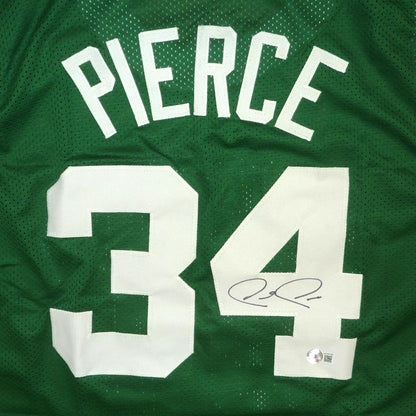 Paul Pierce Autographed Boston (Green #34) Custom Basketball Jersey - Beckett Witness