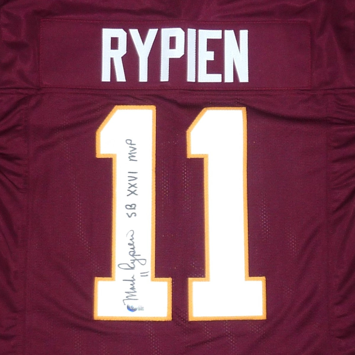 Mark Rypien Autographed Washington (Maroon #11) Custom Jersey w/ SB XXVI MVP - Beckett
