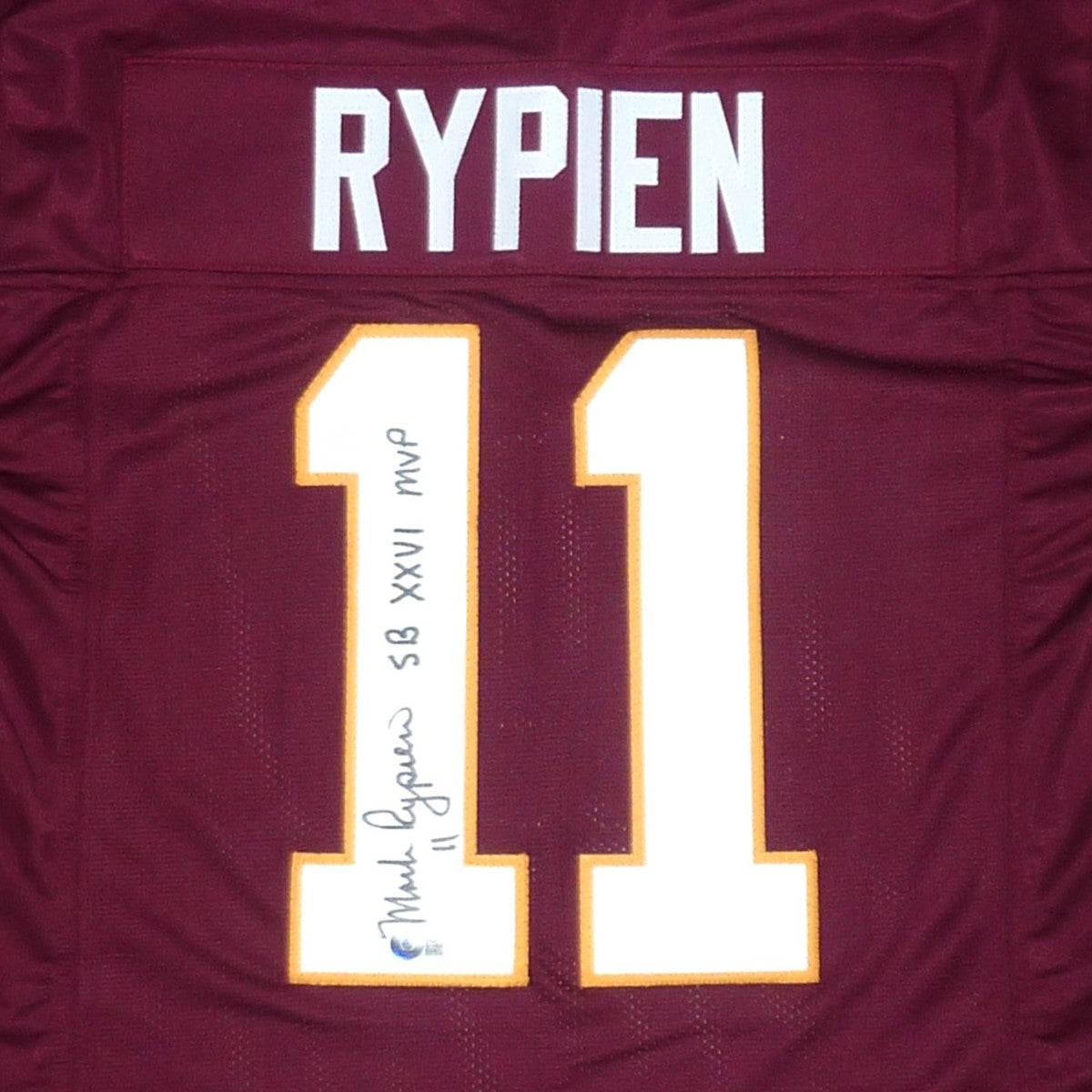 Tim Rypien Signature Mark Rypien Autographed Washington (Maroon #11) Custom Jersey w/ SB XX ...