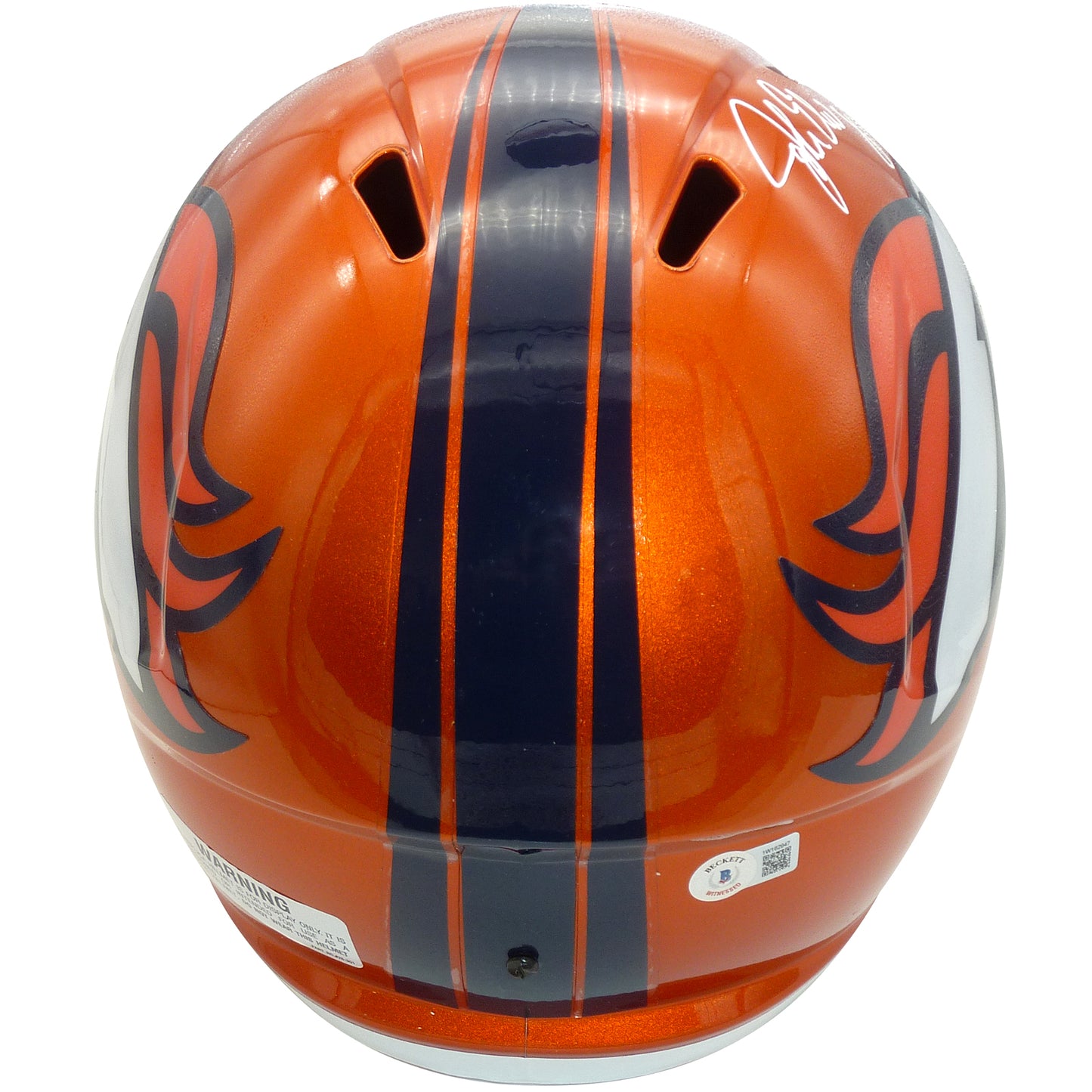 John Elway Autographed Denver Broncos (FLASH Alternate) Full-Size Deluxe Replica Helmet - Beckett